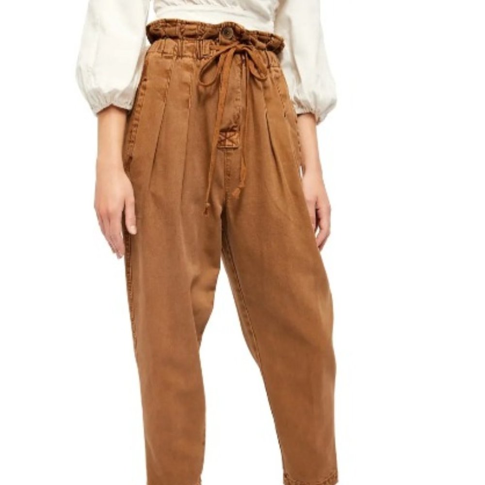 free people balloon belted pleated trousers